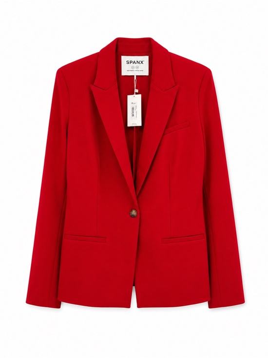 SPANX Jackets & Blazers - SPANX Red Single-Button Notch-Lapel Blazer